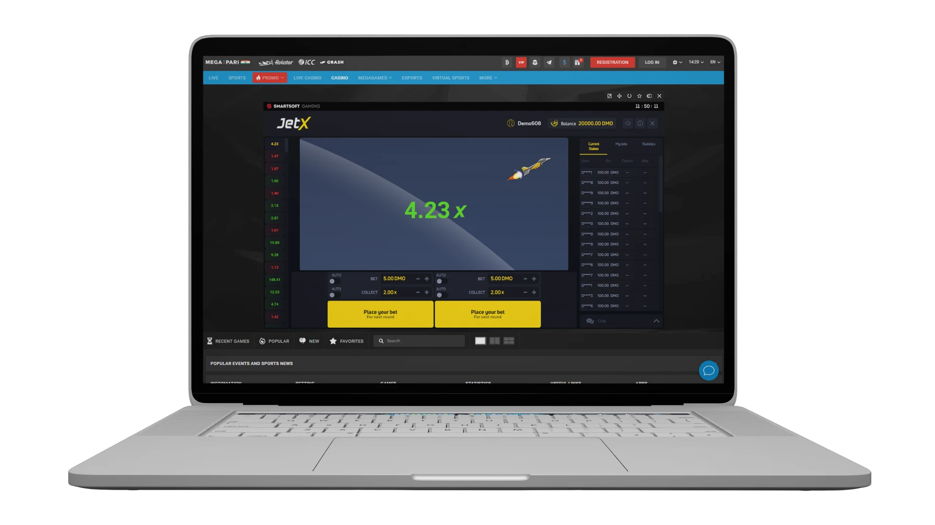 If you like crash games, try JetX on Megapari.