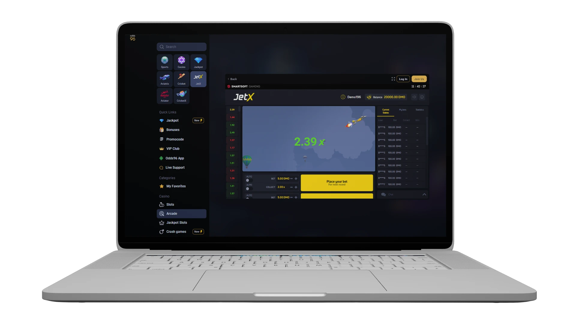 Play the JetX game at Odds96 casino!