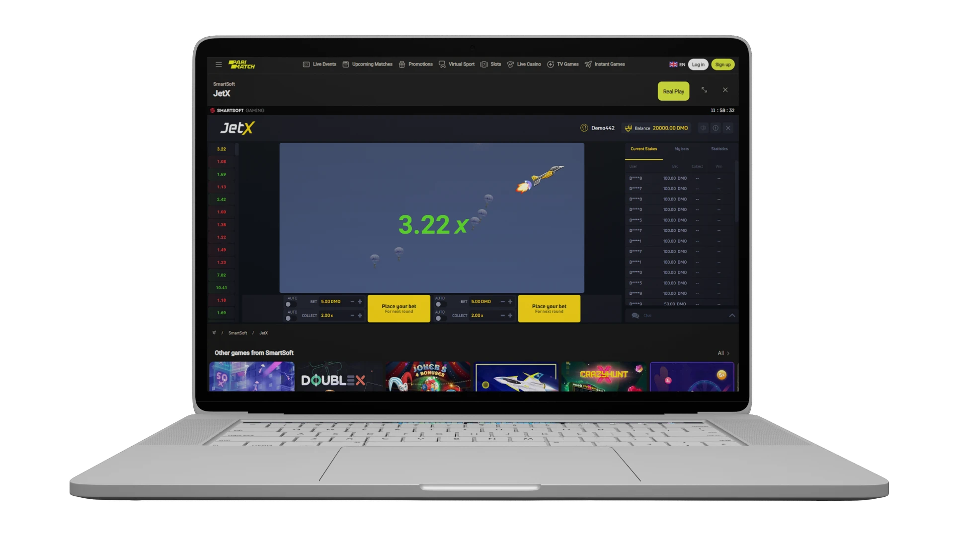 Start playing JetX on Parimatch.